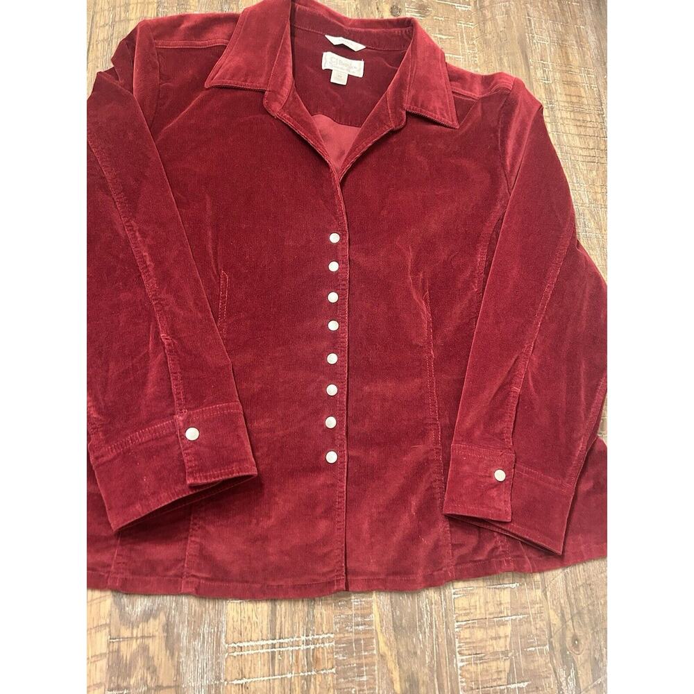 Woman’s 3X C. J. Banks Beautiful Dark Red Burgundy Collared Snap Jacket